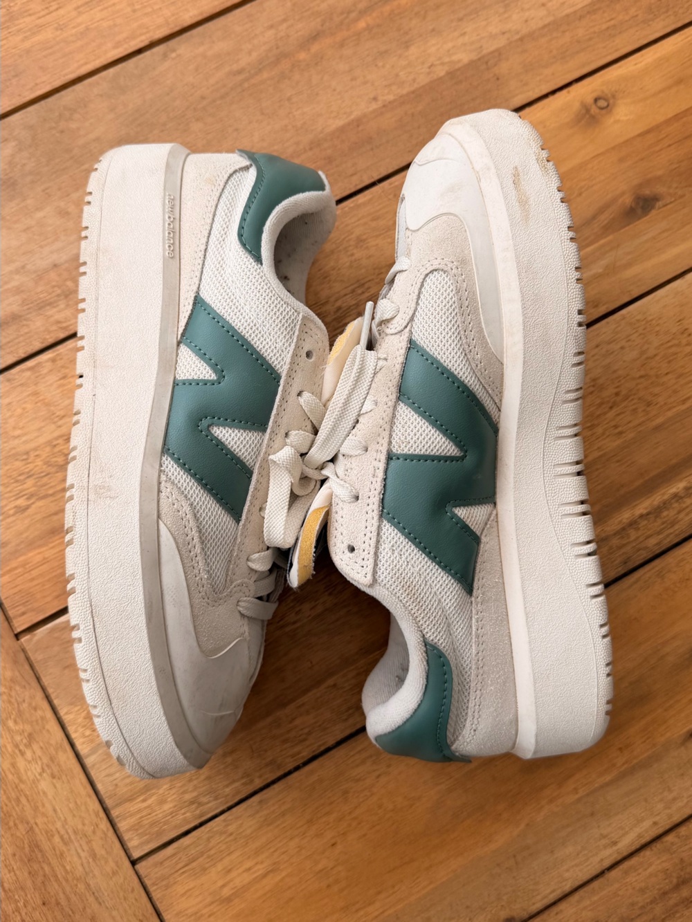 New Balance CT 302 White Sneakers with Teal Accents